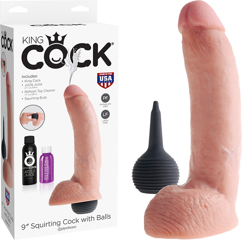King Cock Squirting Realistic Cock - 18 cm - Beige