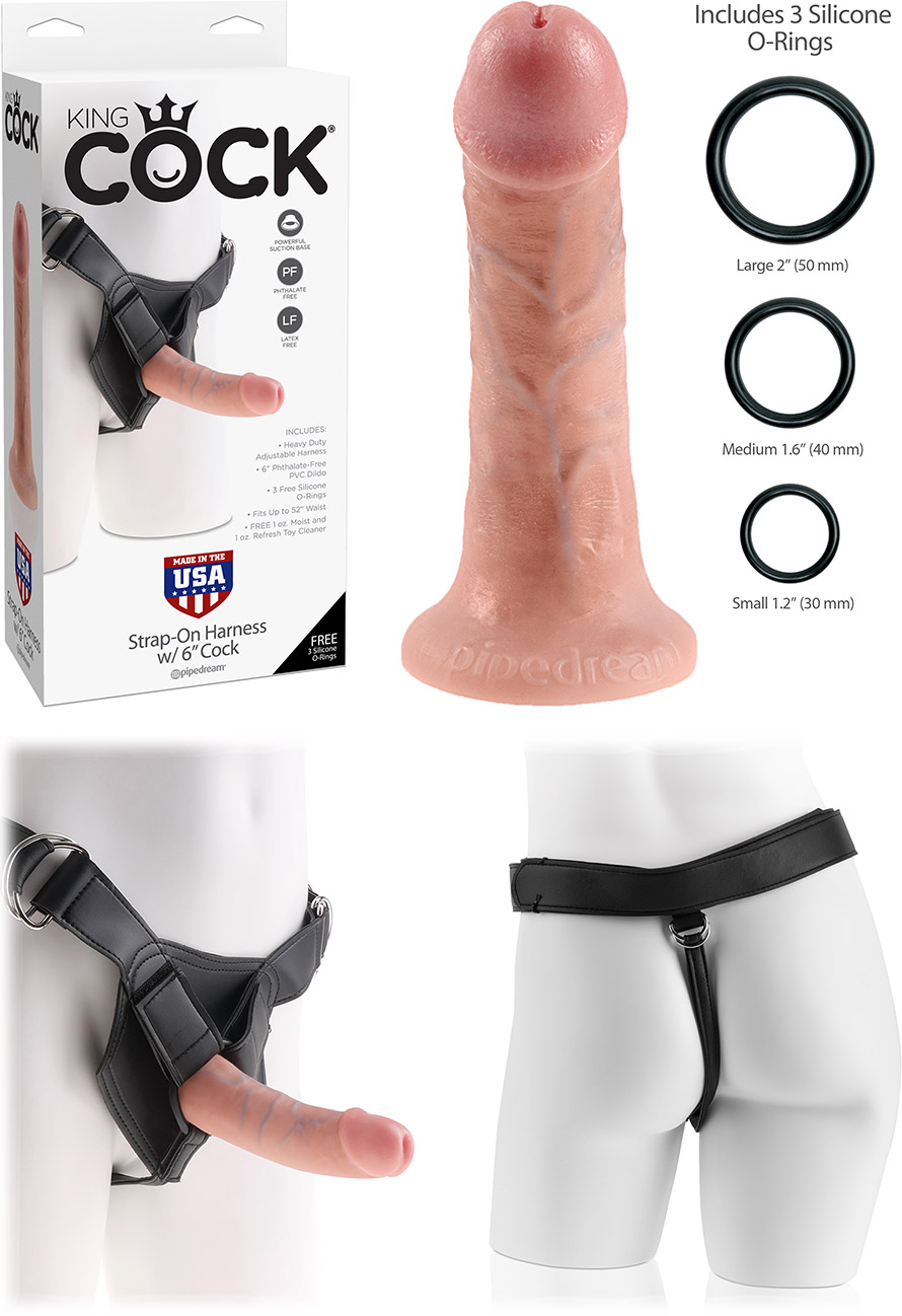 King Cock Harness with realistic Dildo - Beige - 15 cm