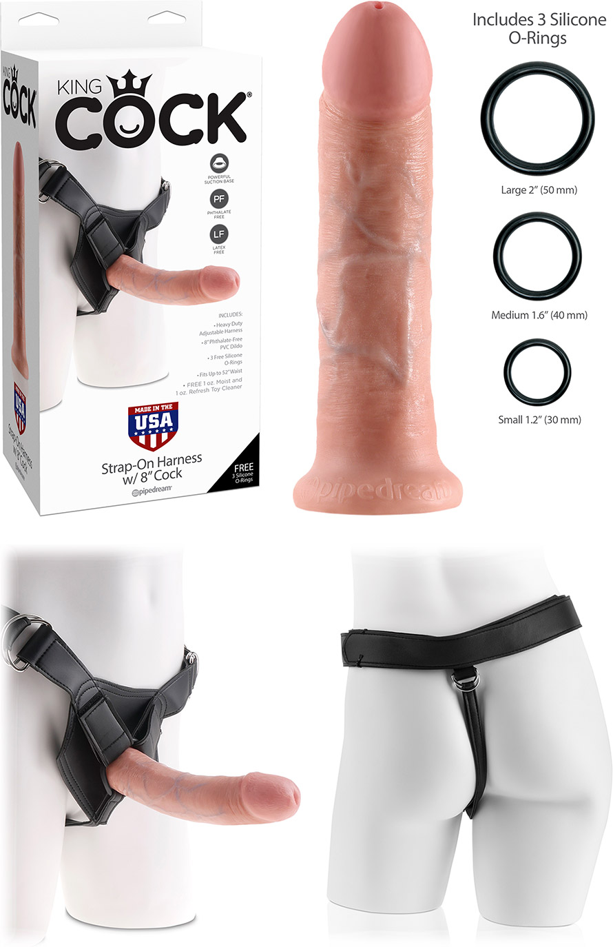 King Cock Harness with realistic Dildo - Beige - 19 cm