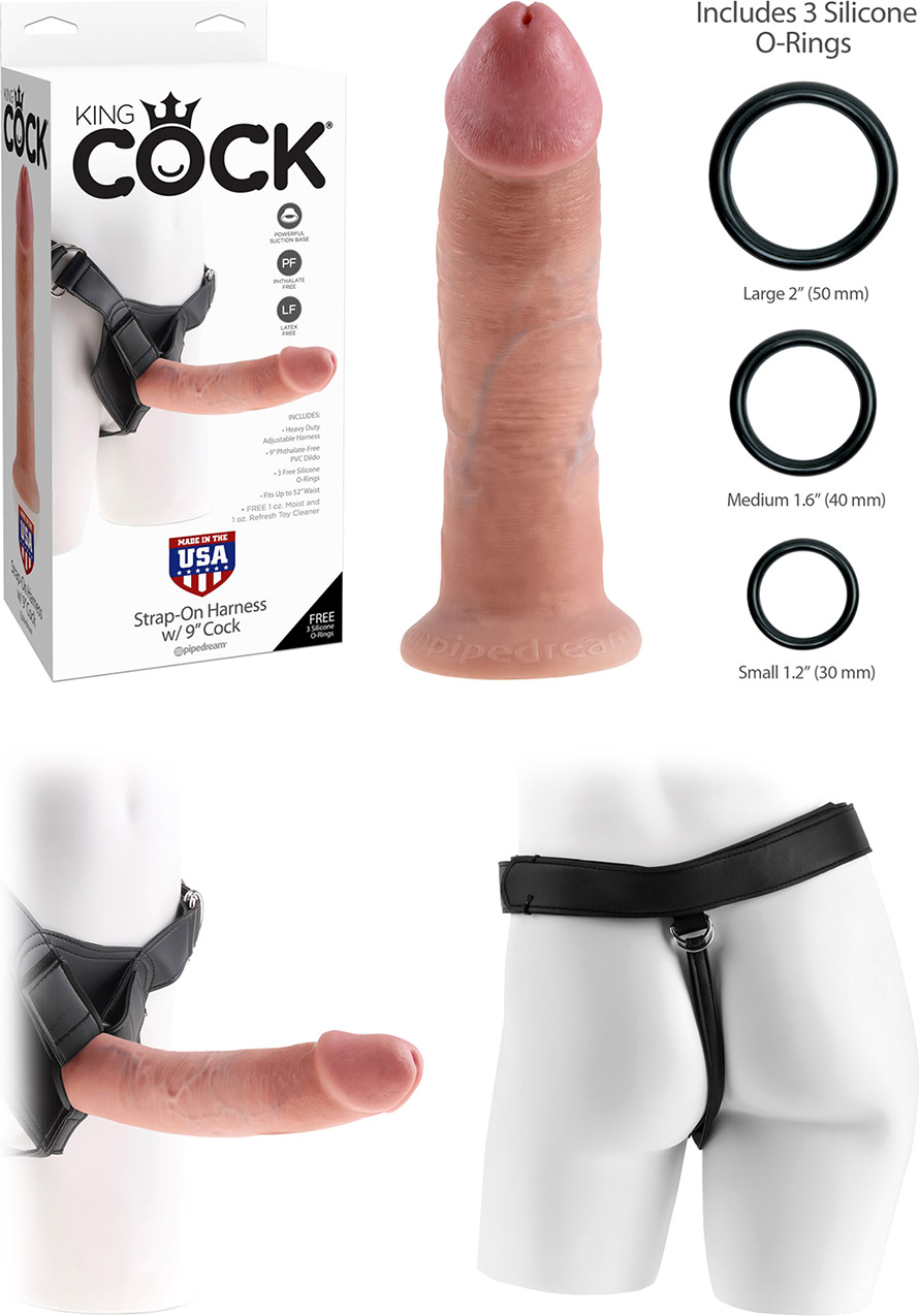 King Cock harness with realistic dildo - Beige - 21 cm