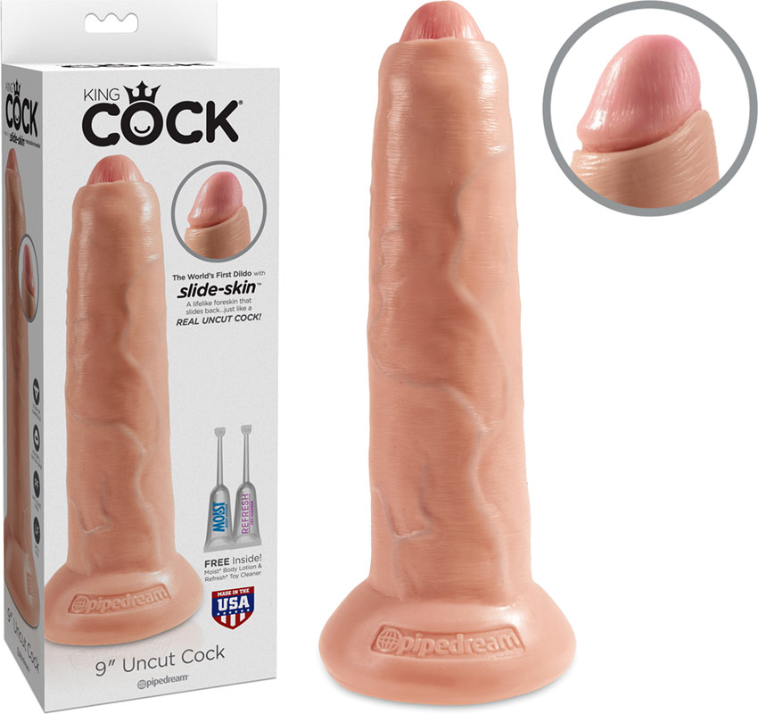 King Cock Uncut realistic dildo with mobile foreskin - 19 cm