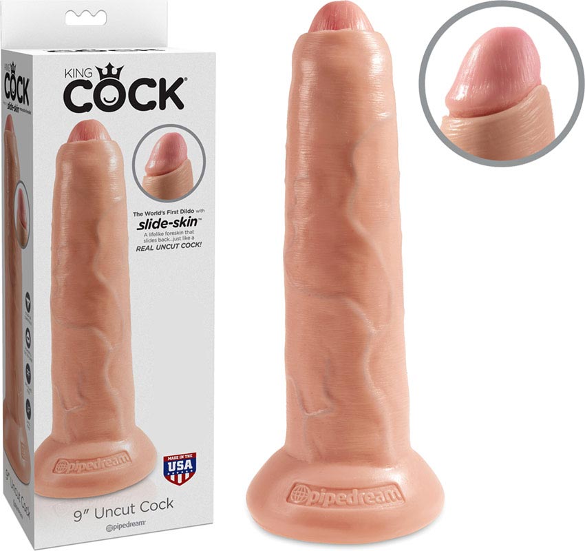 King Cock Uncut realistischer Dildo mit beweglicher Vorhaut - 19 cm