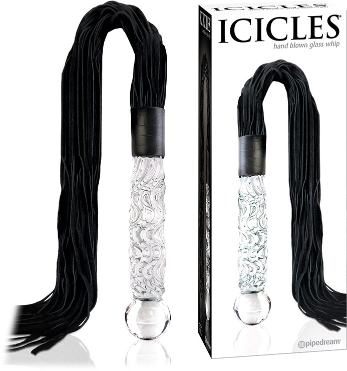 Icicles No. 38 Lederpeitsche mit Glasdildogriff