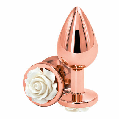 NS Novelties Rear Assets | Analplug verziert mit einer weisserfarbenen Rose