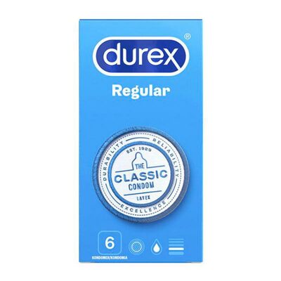 Durex Regular | Sets von 6 Kondomen mit Gleitgel
