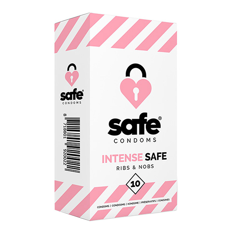 Safe Intense Safe Ribs & Nobs - Préservatif texturé (10 Préservatifs)