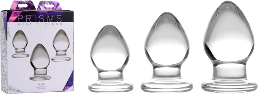 Prisms Triplets butt plugs set in glass - 3 pieces