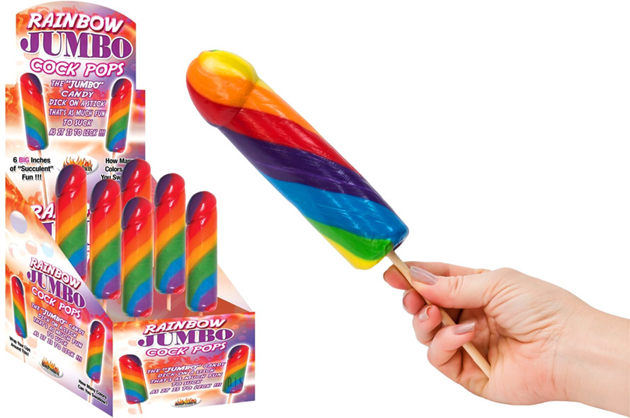Sucette géante en forme de pénis Rainbow Jumbo Cock Pop