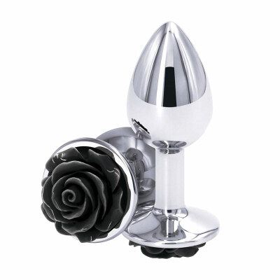 NS Novelties Rear Assets | Kleiner, silberner Analplug mit schwarzer Rose
