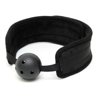 Rimba | Perforierter Ballknebel mit gepolsterten Trägern | Schwarz