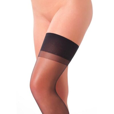 Rimba | Schwarze Strümpfe mit Zierstreifen an den Oberschenkeln