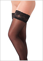 Rimba Hold-up Stockings with floral lace - Black (S/L)