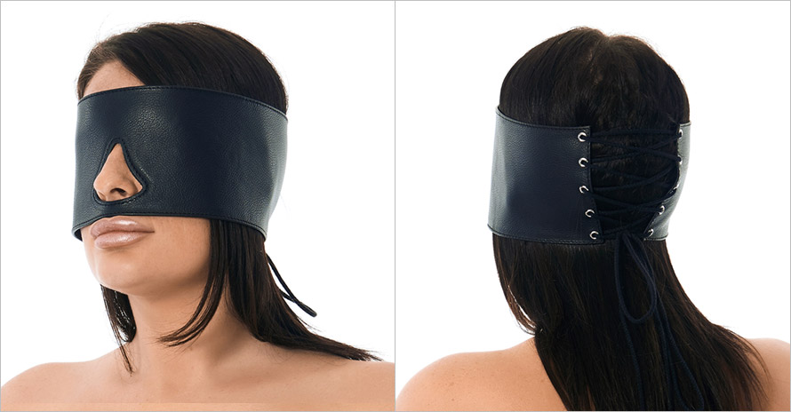Rimba real leather wide blindfold - Black