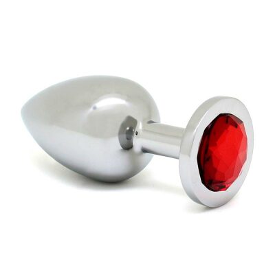 Metall-Anal Plug mit Kristall - Rot
