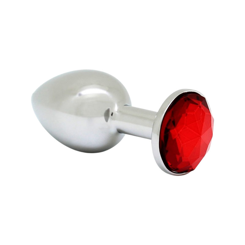 Plug anal en métal avec cristal - Rouge (S)