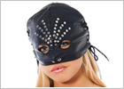 Rimba open leather mask with rivets