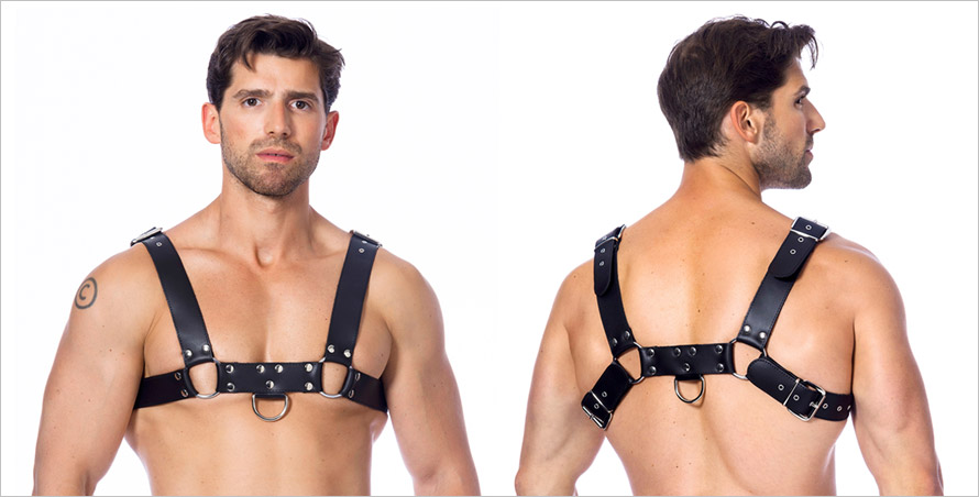 Rimba men's harness in genuine leather with loops (M/XL)