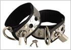 Rimba leather and metal ankle restraints with padlocks