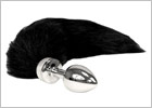 Edelstahl-Analplug mit schwarzem Schwanz