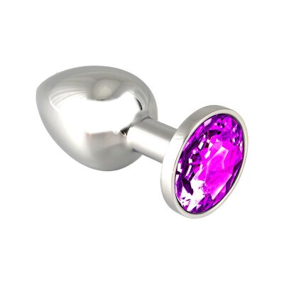 Rimba | Analplug aus Edelstahl mit violettem Kristall | Grösse XS