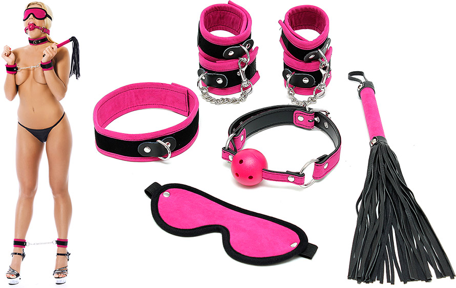 BDSM-Accessoire-Set für Anfänger – Rosa und Schwarz