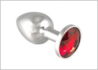 Plug anale in acciaio con cristallo - Rosso (S)