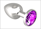 Stainless Steel Butt Plug with Crystal - Purple (L)