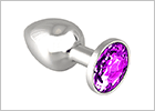Stainless Steel Butt plug with Crystal - Purple (S)