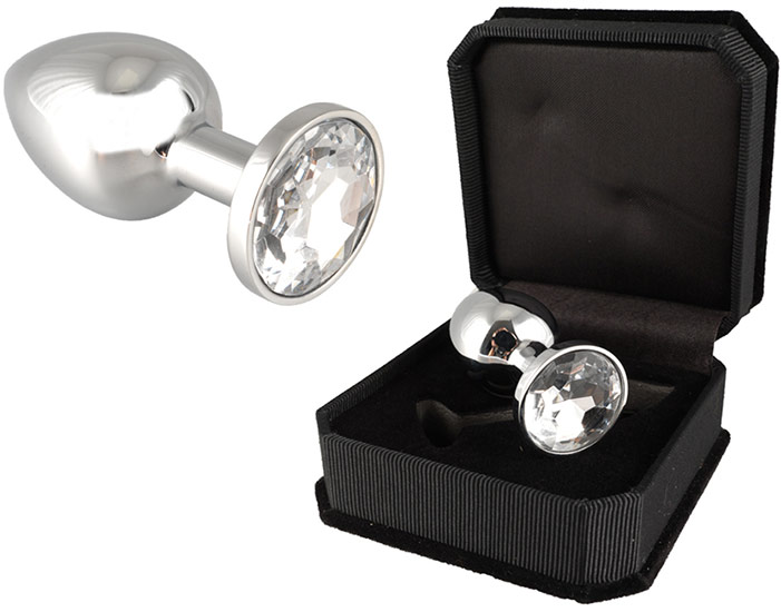 Stainless Steel Butt Plug with Crystal - Transparent (XS)