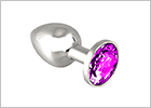 Stainless Steel Butt Plug with Crystal - Purple (XS)