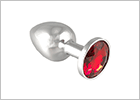 Stainless Steel Butt plug with Crystal - Red (XS)