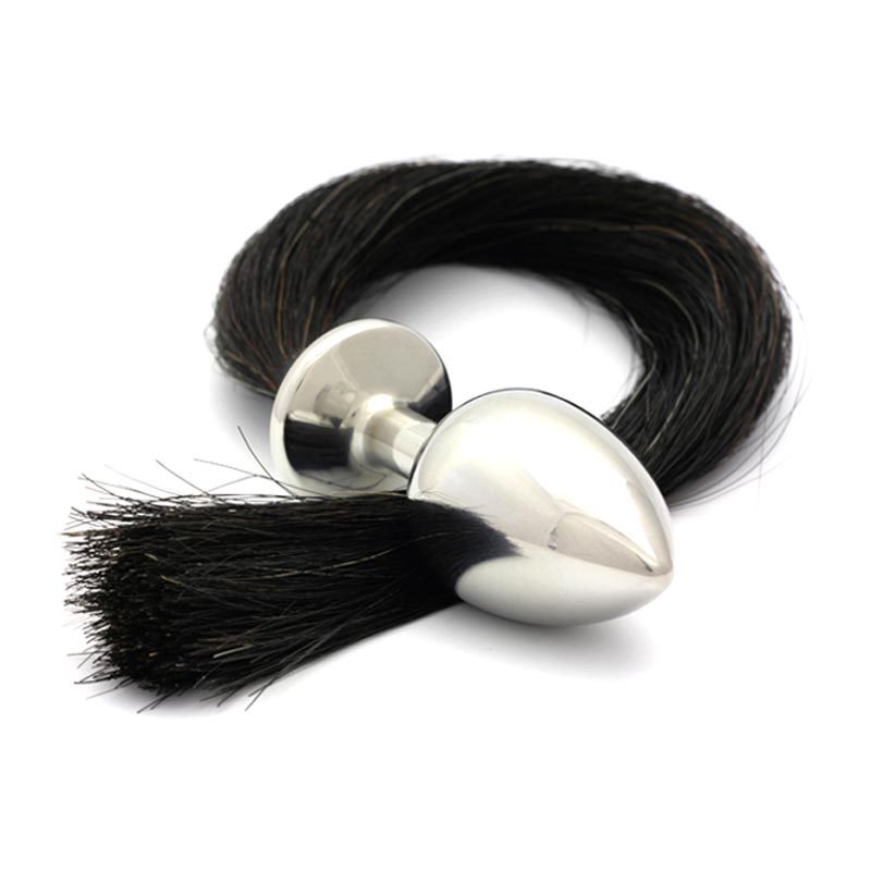 Rosebuds Tailbud Horsetail Butt Plug - Black (XL)