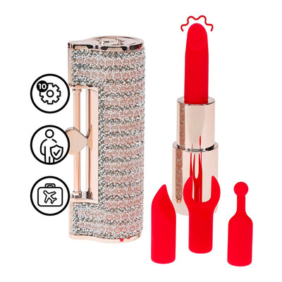 Loveline Angel | Stimulateur en forme de rouge à lèvres | 4 embouts