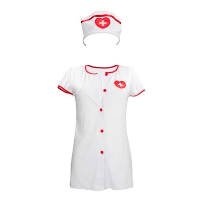S-Line Nurse | Sexy Krankenschwester Kostüm | Kleid & Haarreif