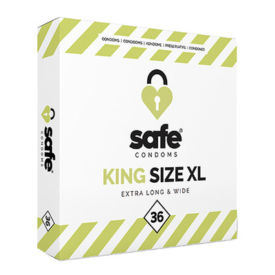 Safe King Size XL Extra Long & Wide | 36 préservatifs extra long et large