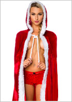 Weihnachtsfrau-Umhang mit Kapuze (S/XL)