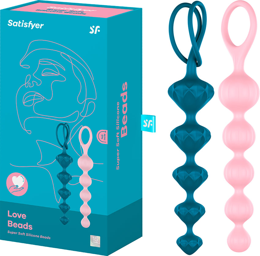 Chapelets anaux Satisfyer Love Beads (2 pièces)  - Rose/Bleu