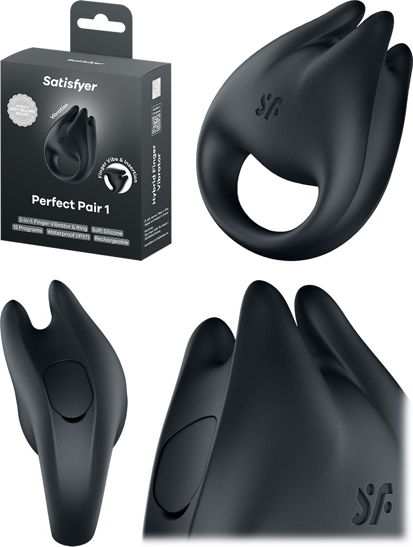 Satisfyer Perfect Pair 1 Vibrierender Finger & Penisring - Schwarz