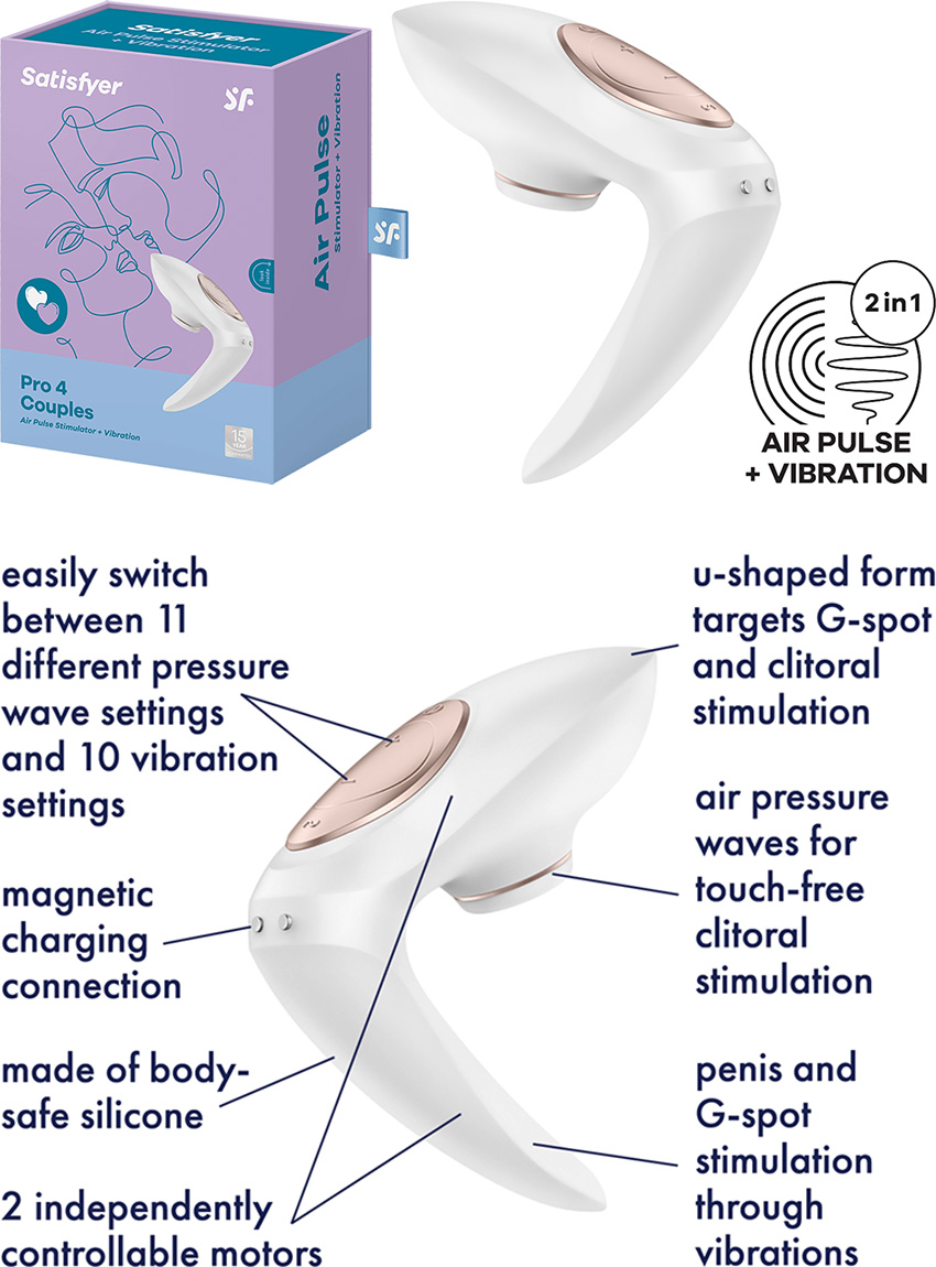 Satisfyer Pro 4 Couples - 3 in 1 sex toy (G-spot, clitoris and penis)