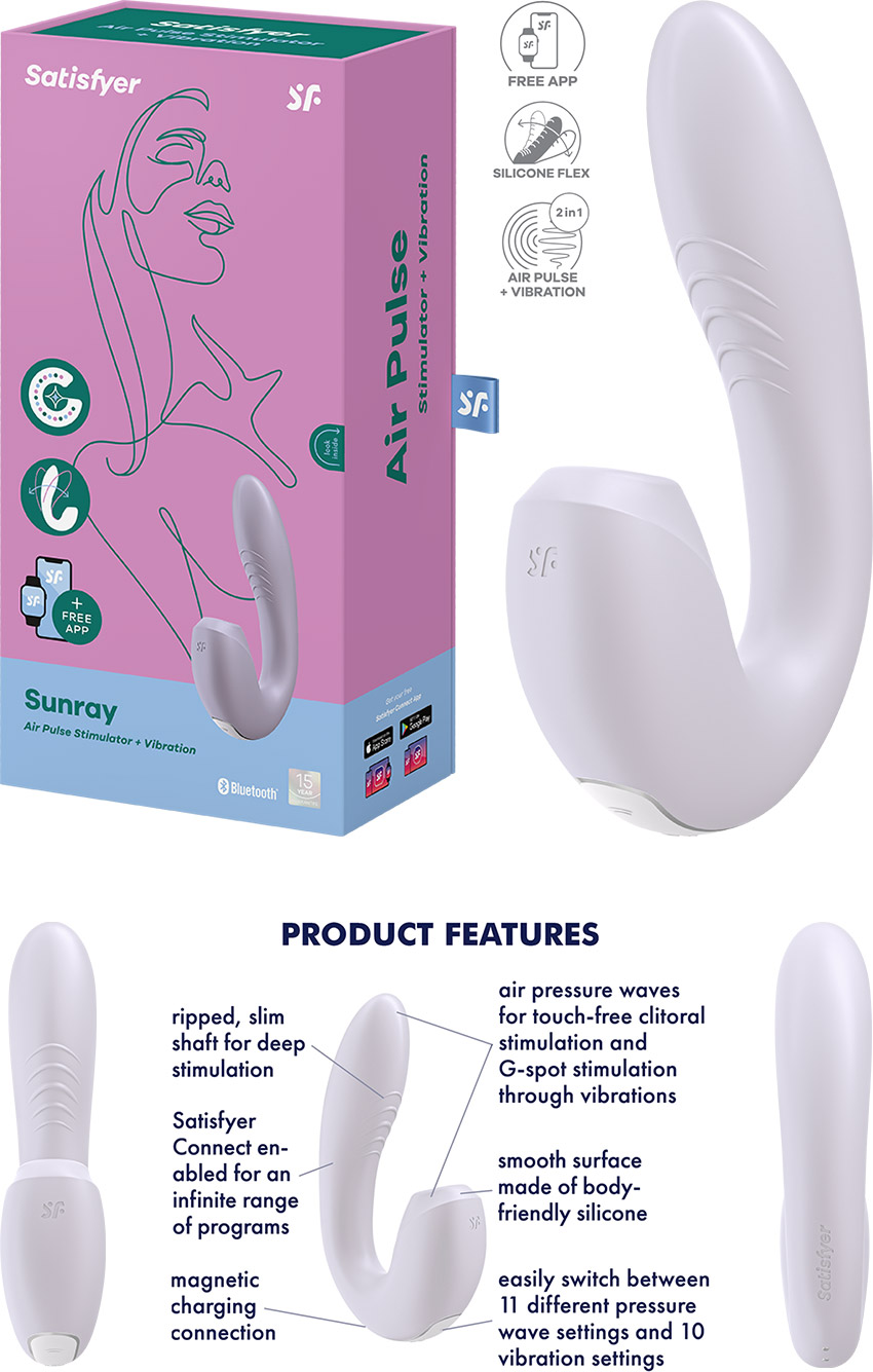 Vibratore a doppia stimolazione (clitoride e punto G) Satisfyer Sunray