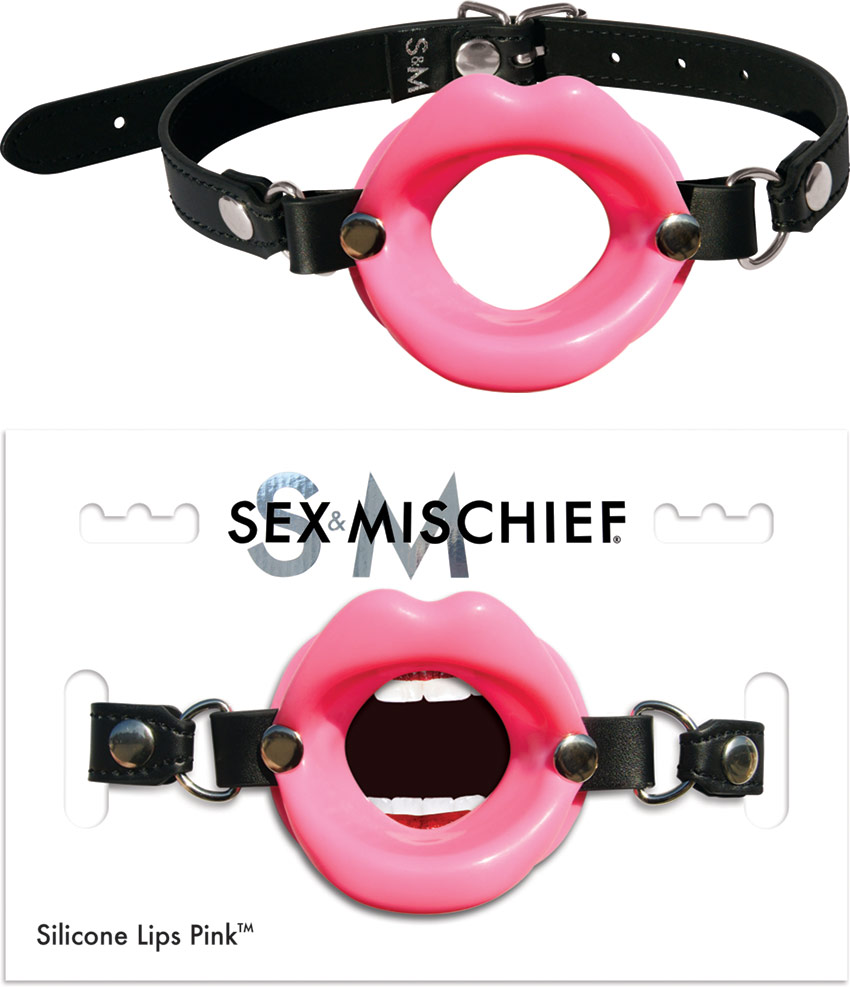 Bavaglio a bocca aperta in silicone Sex & Mischief Red Lips - Rosa