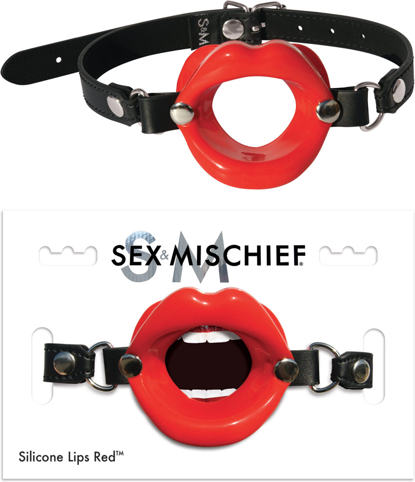 Bâillon bouche ouverte en silicone Sex & Mischief Red Lips - Rouge