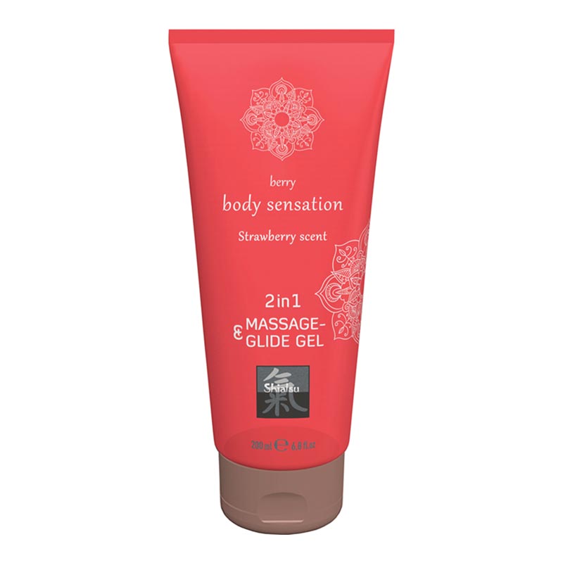 Shiatsu Erdbeere 2 in 1 Gleitmittel und Massagegel - 200 ml