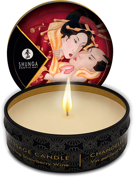 Shunga Romance Massage Candle - Sparkling Strawberry - 30 ml