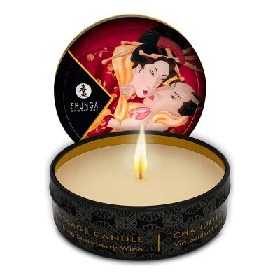 Shunga Romance | Bougie de massage à la senteur vin à la fraise | 30ml
