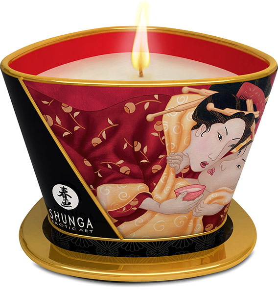 Shunga Romance Massage Candle - Sparkling Strawberry - 170 ml