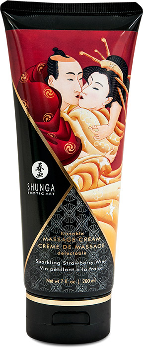 Crème de massage comestible Shunga - Vin pétillant à la fraise