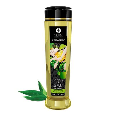 Shunga Organica Thé Vert Exotique | Huile de massage soyeuse
