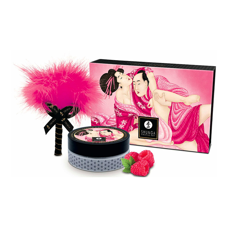 Shunga kssbares Massagepuder - Himbeergeschmack