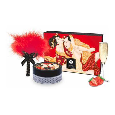Shunga | Küssbares Massagepuder |  Erdbeersekt